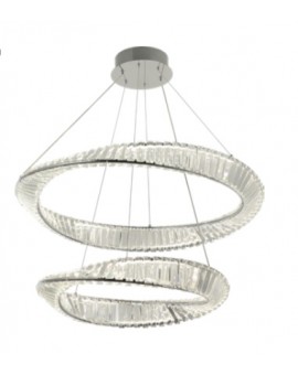 Lampadario a sospensione cristallo led 2 cerchi collezione strauss