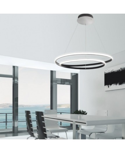 Lampadario a sospensione nero o grigio led integrato luce naturale collezione Ornela linea Irene