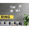 Lampadario a sospensione oro satinato vetro bianco 6 luci linea flora collezione ring