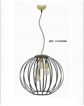 Lampadario a sospensione design 3 luci nero oro collezione elica