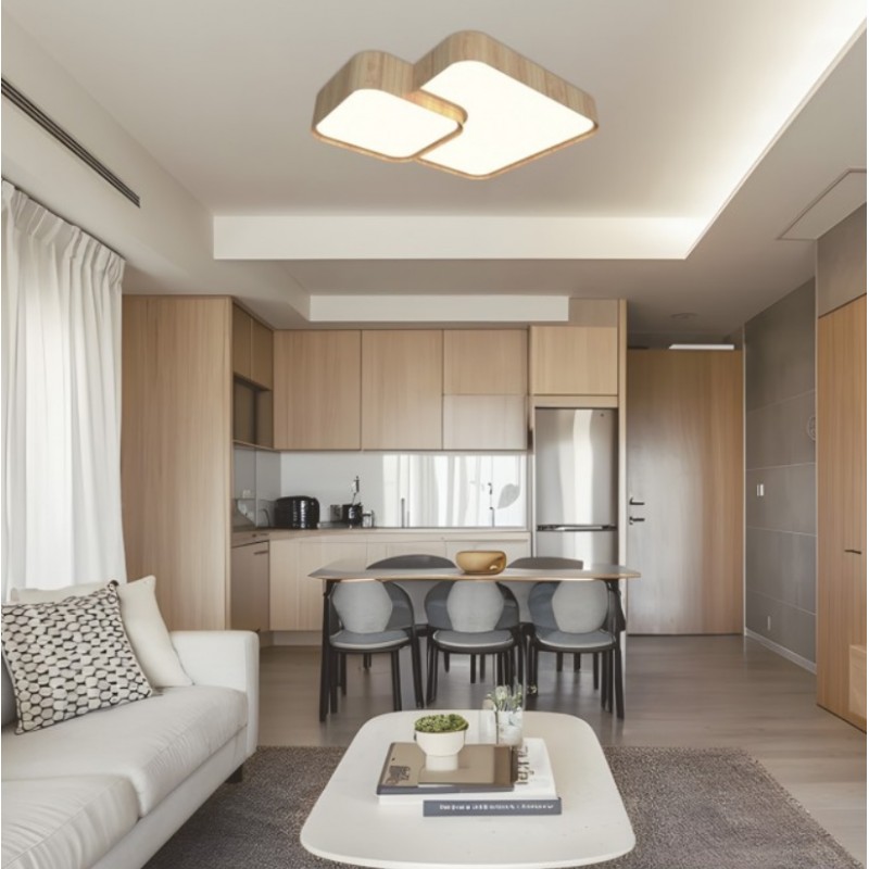 Plafoniera da soffitto led legno luce naturale collezione isola