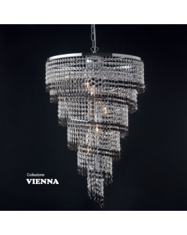 Lampadario a sospensione cristallo cromo contemporaneo Vienna