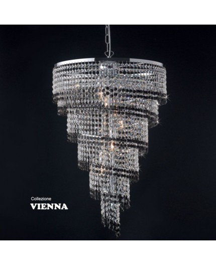 Lampadario a sospensione cristallo cromo contemporaneo Vienna