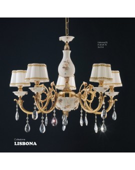 Lampadario classico oro capodimonte cristallo Lisbona