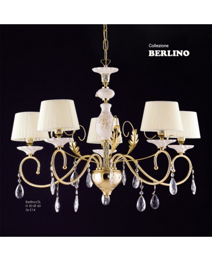 Lampadario classico capodimonte oro e cristallo Berlino