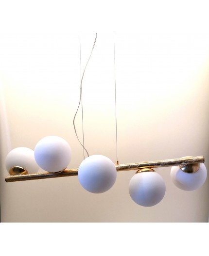 Lampadario a sospensione 5 luci oro satinato collezione flora