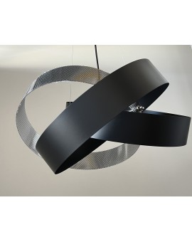 Lampadario a sospensione nero cromo linea rete collezione elica