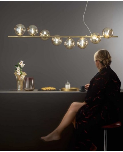 Lampadario a sospensione oro vetro soffiato collezione honey linea flora