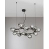 Lampadario a sospensione nero vetro soffiato 16 luci collezione honey linea flora