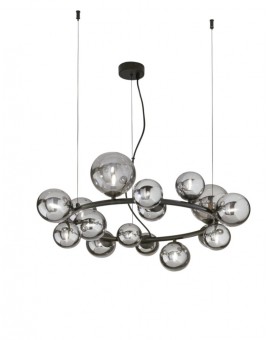 Lampadario a sospensione nero vetro soffiato 16 luci collezione honey linea flora