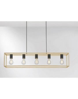 Lampadario a sospensione metallo nero e oro 5 luci collezione kimera linea elica