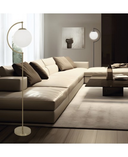 Lampada da terra oro satinato vetro design collezione Mida linea flora